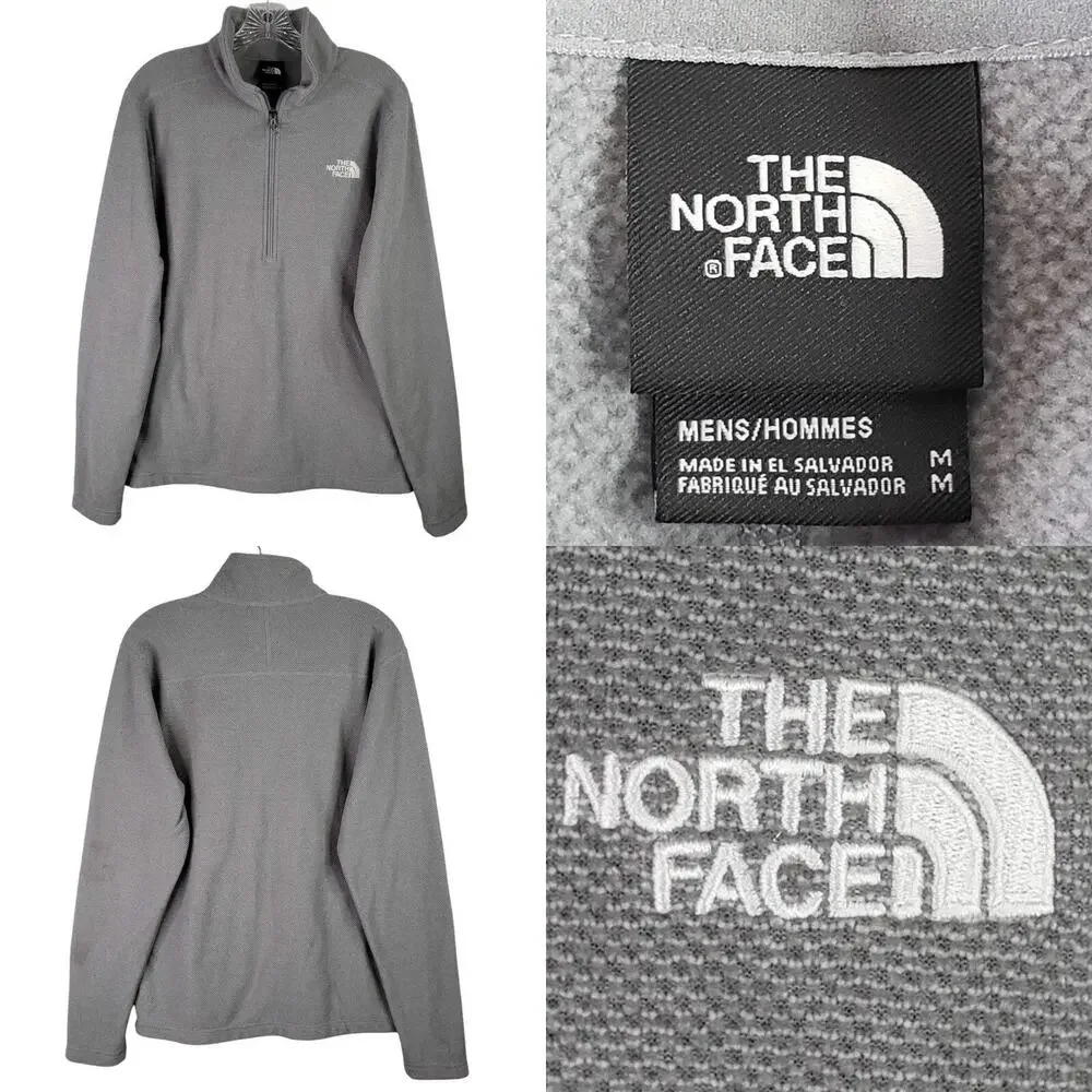 The North Face Stretch Knit Sweatshirt Men's Medium Gray 1/4 Zip Pullover